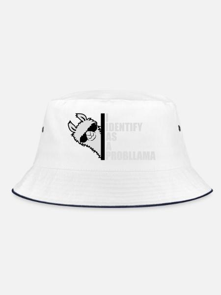 I Identify As A Probllama Cool Lama Problem Spruch - Bucket Hat - white/navy - Front