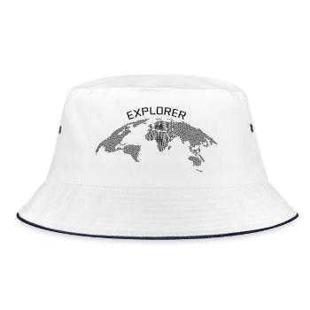 T-shirt explorateur / Carte du monde / Géographie - Bob - blanc/marine - Devant
