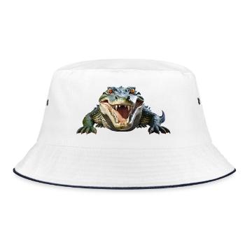 Crocodile - Bucket Hat - white/navy - Front