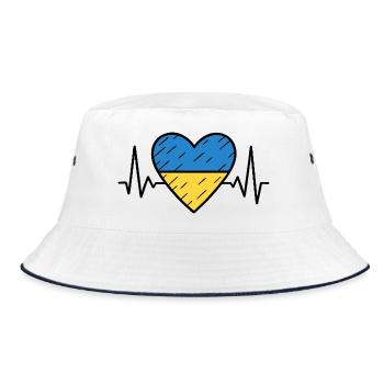 Ukraine Heartbeat Line Flag Love Travel Design - Bucket Hat - white/navy - Front