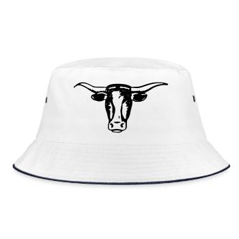 Longhorn Steer Head - Bucket Hat - white/navy - Front