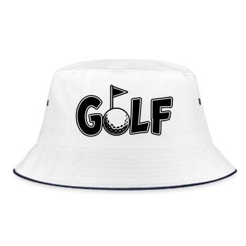 Golf lettering with golf ball and golf flag - Bucket Hat - white/navy - Front