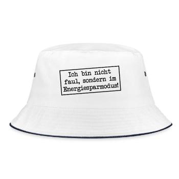 Ich bin nicht faul, sondern im Energiesparmodus! - Bucket Hat - Weiß/Navy - Vorne