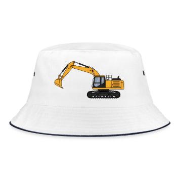Excavator Excavator Driver Construction Site - Bucket Hat - white/navy - Front