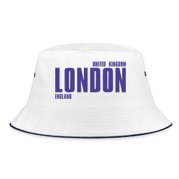 London Bold Typo Purple - Bucket Hat - Weiß/Navy - Vorne