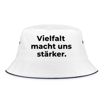 Diversity makes us stronger – Cohesion Statemen - Bucket Hat - white/navy - Front