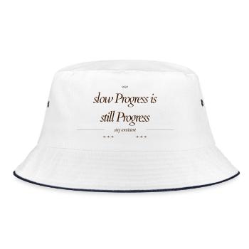 slow_Progress_is_still_Progress_ - Bucket Hat - Weiß/Navy - Vorne