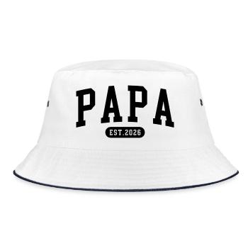 Dad Est 2026 New Dad Mama Schwangerschaft Vater 26 - Bucket Hat - Weiß/Navy - Vorne