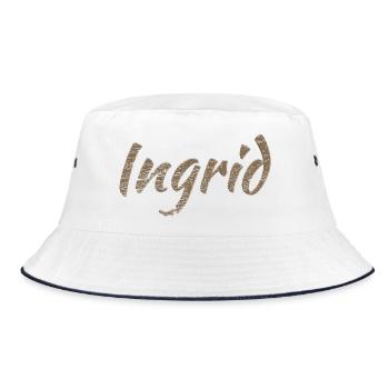 Geschenk für Ingrid - Bucket Hat - Weiß/Navy - Vorne
