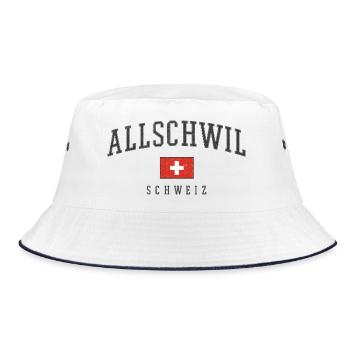 Allschwil Logo Schweizer Flagge - Bucket Hat - Weiß/Navy - Vorne