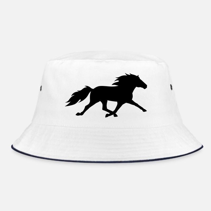 Islandpferd im Rennpass - Bucket Hat - Weiß/Navy