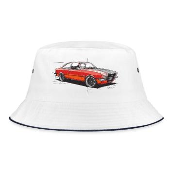 Red Vintage Coupe Car - Bucket Hat - white/navy - Front