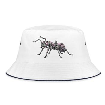 Futuristische Roboterameise Lila Pink Ameise - Bucket Hat - Weiß/Navy - Vorne