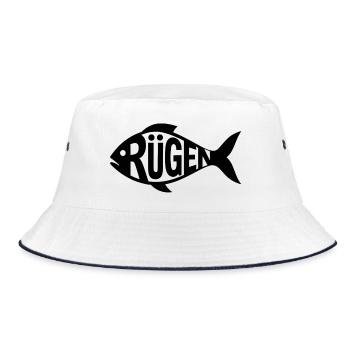 Rügen Fisch Silhouette - Bucket Hat - Weiß/Navy - Vorne