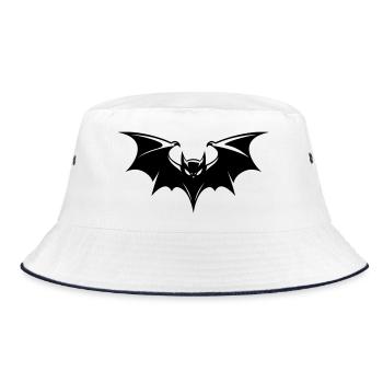 Fledermaus Gothic Logo - Bucket Hat - Weiß/Navy - Vorne