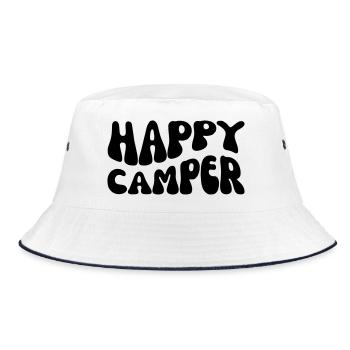Happy Camper - Bucket Hat - Weiß/Navy - Vorne