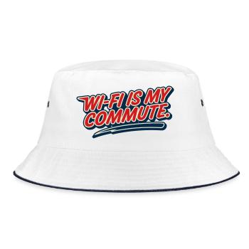 WLAN-Pendel, Hausaufgabe, Humor-Nerd, - Bucket Hat - Weiß/Navy - Vorne