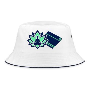 Meditation Yoga Mat Outline - Bucket Hat - white/navy - Front