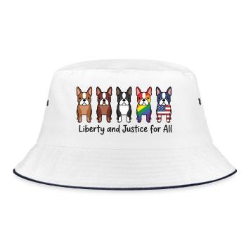 LGBTQ Pride Month With Liberty and Justice for All - Bucket Hat - white/navy - Front