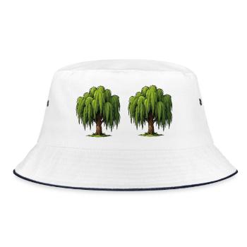 Double Willow Tree Scene - Bucket Hat - white/navy - Front