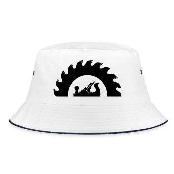 Schreiner Sägeblatt Hobel Logo - Bucket Hat - Weiß/Navy - Vorne