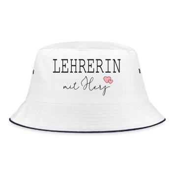 Lehrerin mit Herz - Bucket Hat - Weiß/Navy - Vorne