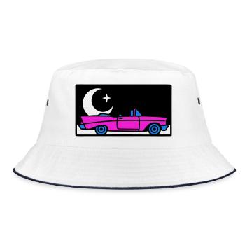Retro 80s Convertible Graphic - Bucket Hat - white/navy - Front