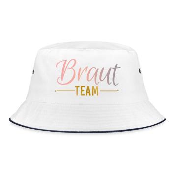 Bridal Team Rings Feathers Bachelor Party - Bucket Hat - white/navy - Front