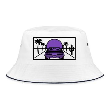Night Driving Highway Graphic - Bucket Hat - white/navy - Front