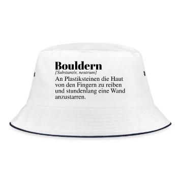 Bouldern Duden Spruch - Bucket Hat - Weiß/Navy - Vorne