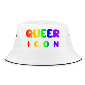 Queer Icon Regenbogen Regenbogenfahne Geschenkidee - Bucket Hat - Weiß/Navy - Vorne