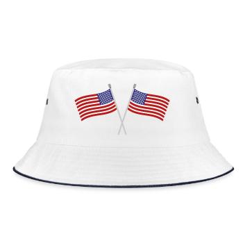 Flagge der Vereinigten Staaten - Bucket Hat - Weiß/Navy - Vorne