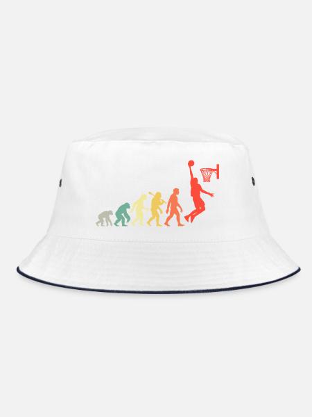 Retro Basketball Evolution für Spieler und Trainer - Bucket Hat - Weiß/Navy