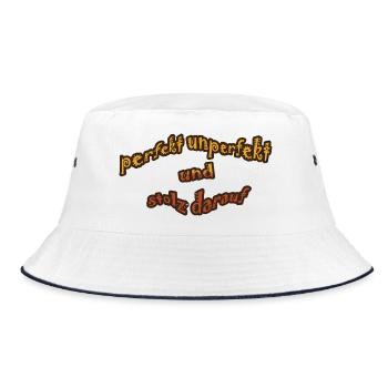 Perfekt Unperfekt Spruch - Bucket Hat - Weiß/Navy - Vorne