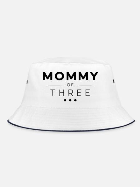Mommy of Three – Mama von drei Kindern - Bucket Hat - Weiß/Navy