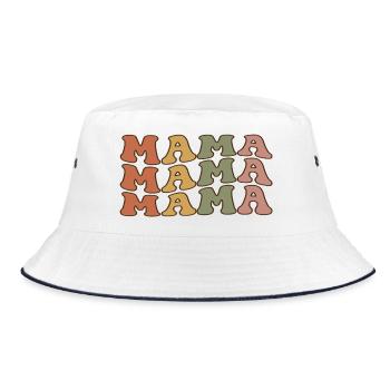 Retro Mama in warmen Tönen - Bucket Hat - Weiß/Navy - Vorne