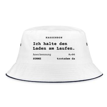 Ich halte den Laden am Laufen - Kassenbon - Bucket Hat - Weiß/Navy - Vorne