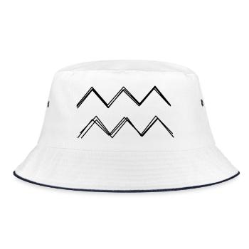 Sternzeichen Wassermann handgezeichnet - Bucket Hat - Weiß/Navy - Vorne