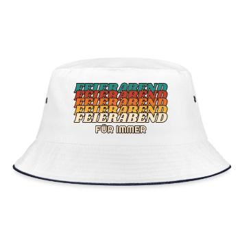 Feierabend für immer - Retro Schrift - Bucket Hat - Weiß/Navy - Vorne