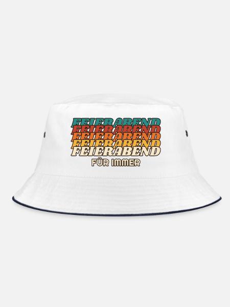 Feierabend für immer - Retro Schrift - Bucket Hat - Weiß/Navy