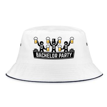 Junggesellenabschied (Junggesellenabschied / Bierkrüge / POS 2C) - Bucket Hat - Weiß/Navy - Vorne