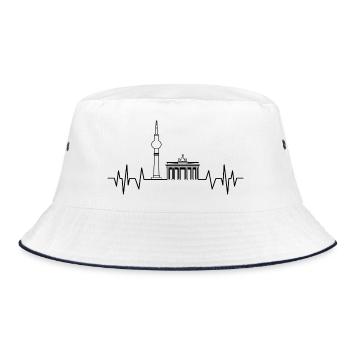 Berlin Herzschlag Design Fernsehturm und Brandenbu - Bucket Hat - Weiß/Navy - Vorne