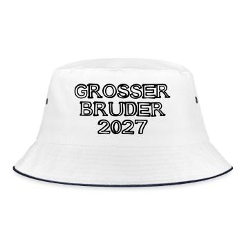 Großer Bruder 2027 Schriftzug handgezeichnet - Bucket Hat - Weiß/Navy - Vorne