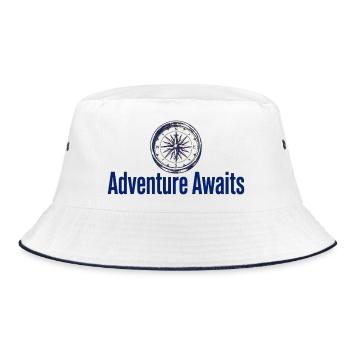 Abenteuer wartet auf den Kompass - Bucket Hat - Weiß/Navy - Vorne