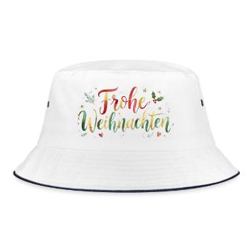 Frohe Weihnachten Schriftzug - Handschrift - Bucket Hat - Weiß/Navy - Vorne