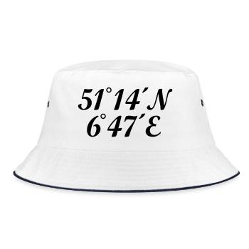 Düsseldorf Düsseldorfer Koordinaten - Bucket Hat - Weiß/Navy - Vorne