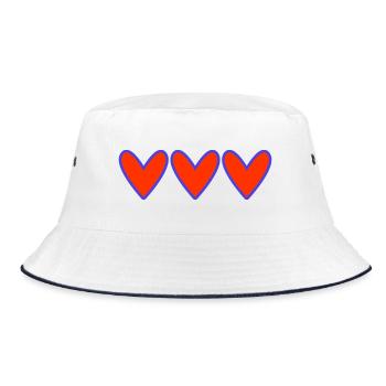 HERZ. HERZ. VALENTINSTAG. LIEBE. LIEBE. PAAR. - Bucket Hat - Weiß/Navy - Vorne