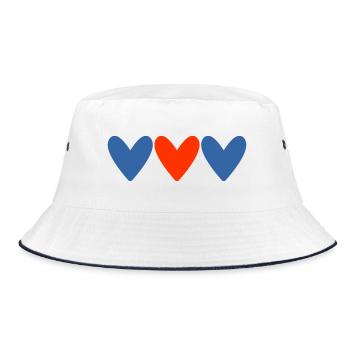 HEART. HEARTS. VALENTINE'S DAY. LOVE. LOVE. COUPLE. - Bucket Hat - white/navy - Front