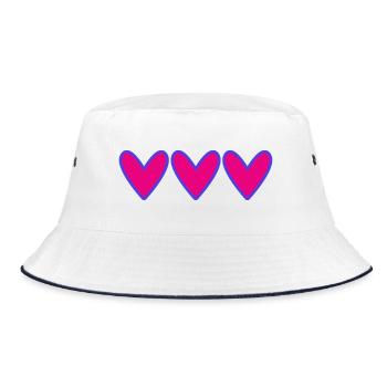 HEART. HEARTS. VALENTINE'S DAY. LOVE. LOVE. COUPLE. - Bucket Hat - white/navy - Front