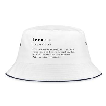 Learning - Verb - Definition - Phonetic Transcription - Bucket Hat - white/navy - Front